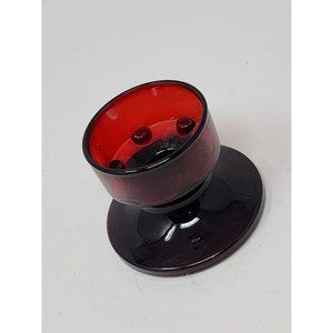 Vintage Ruby Red Arc‎ France Low Candlestick Holder Made In France